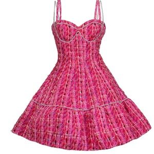 Celia B Vibrant Pink Tweed Dress
